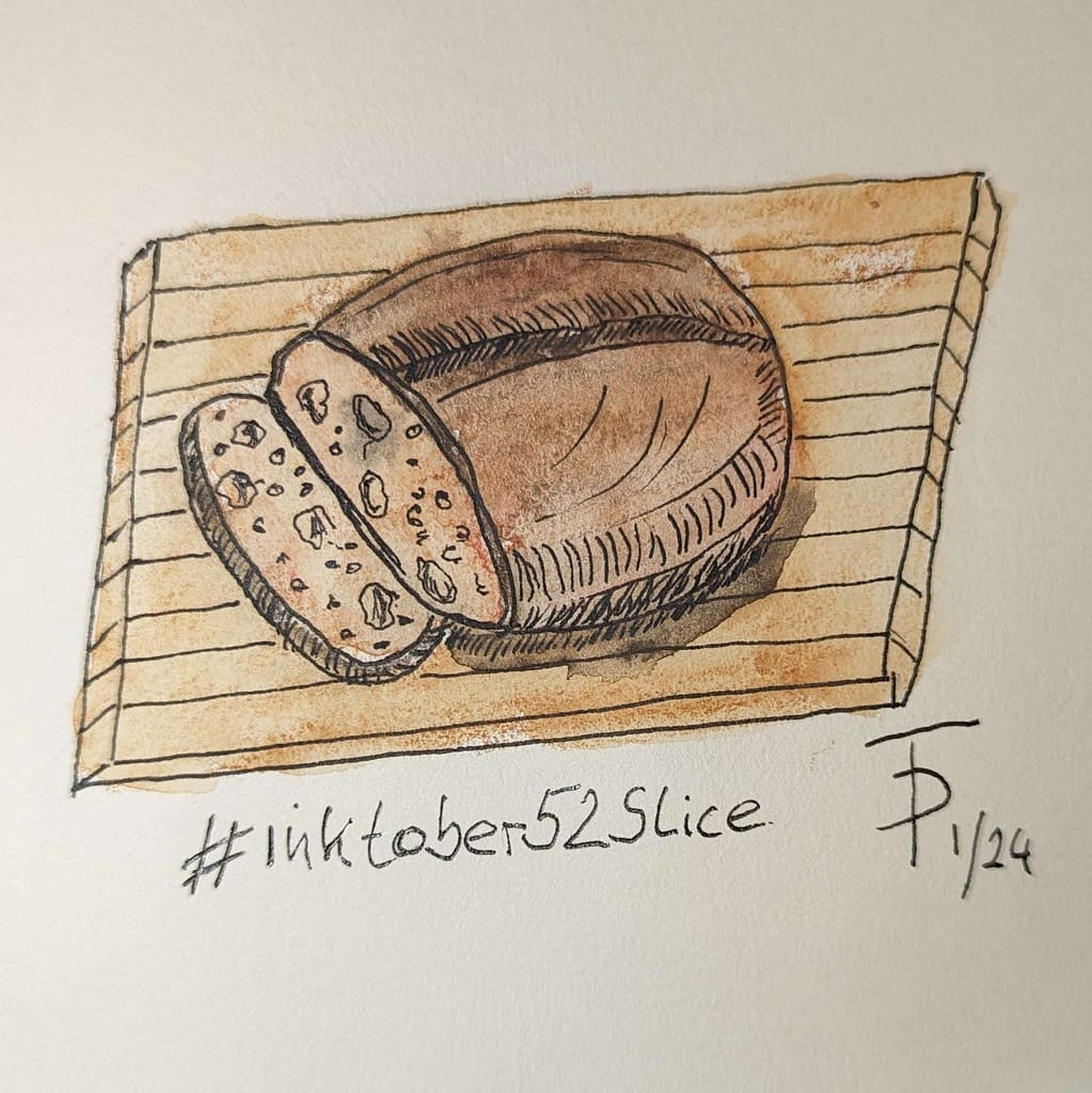 drawing of a bread sliced
