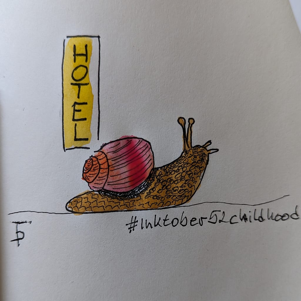 ink drawing of a snail