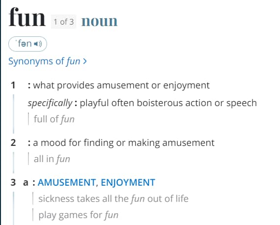 Dictionary definition of fun