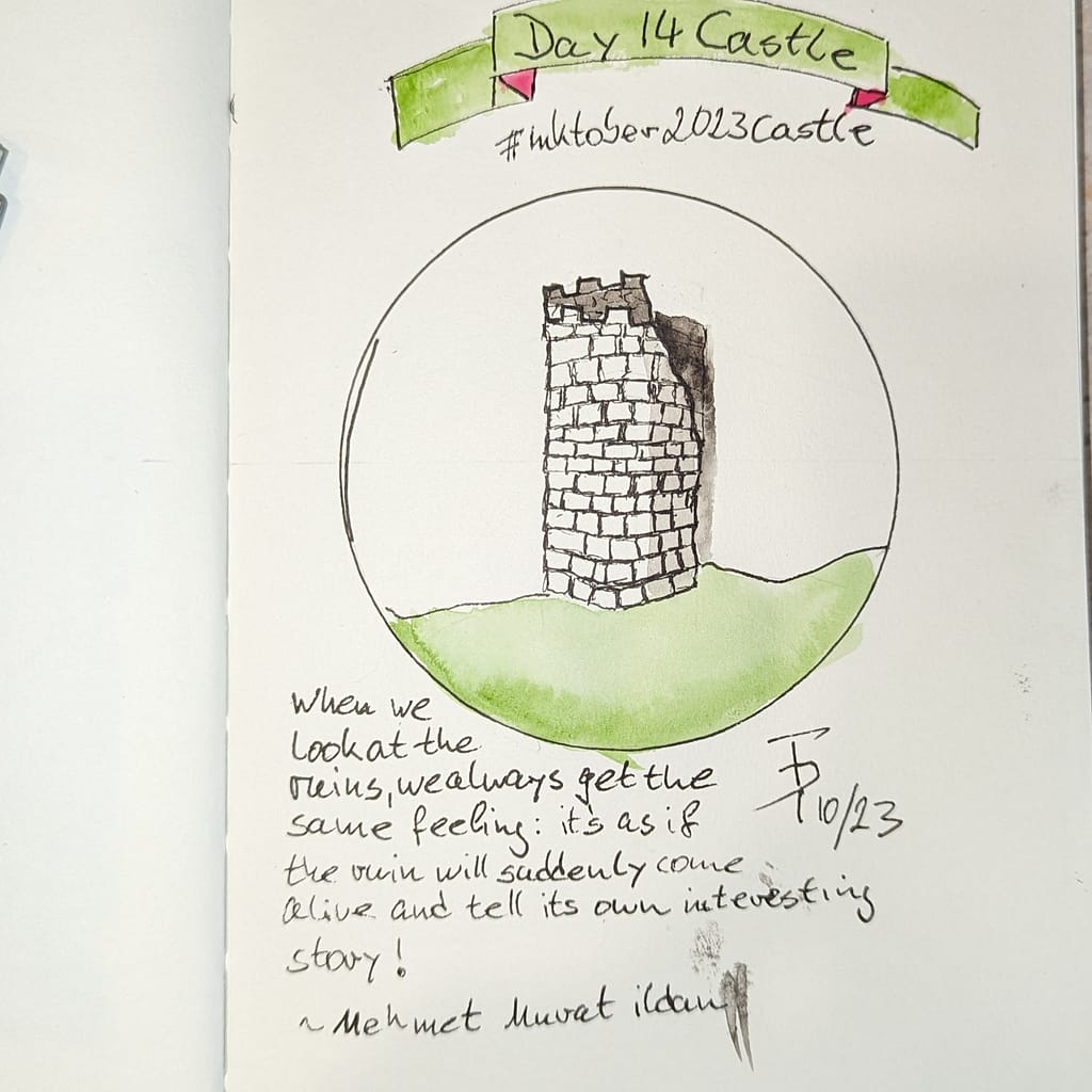drawing of a castle ruin